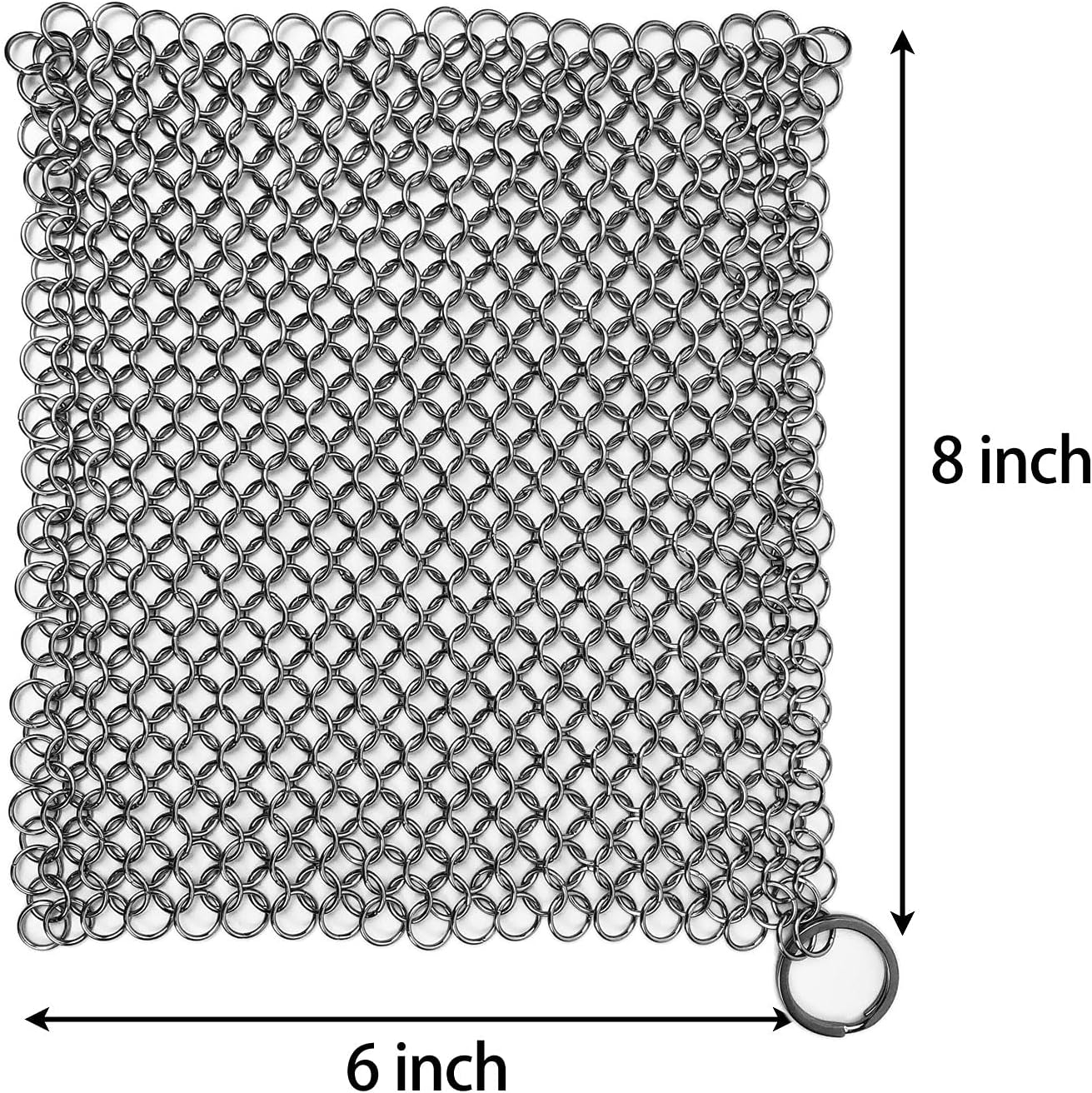 Stainless Steel Cast Iron Skillet Cleaner Chainmail Cleaning Scrubber with Hanging Ring for Cast Iron Pan image number 1