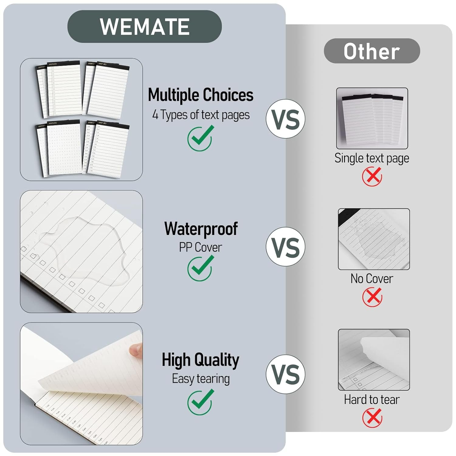 WEMATE 10 Pieces Notepad Holder Set Pocket Notebook - Included Mini Pocket Notepad Holder Set with 8 Memo Book Refills and Metal Pen for Meetings, Daily Records, and Notes 3 X 5 Inch (Brown)