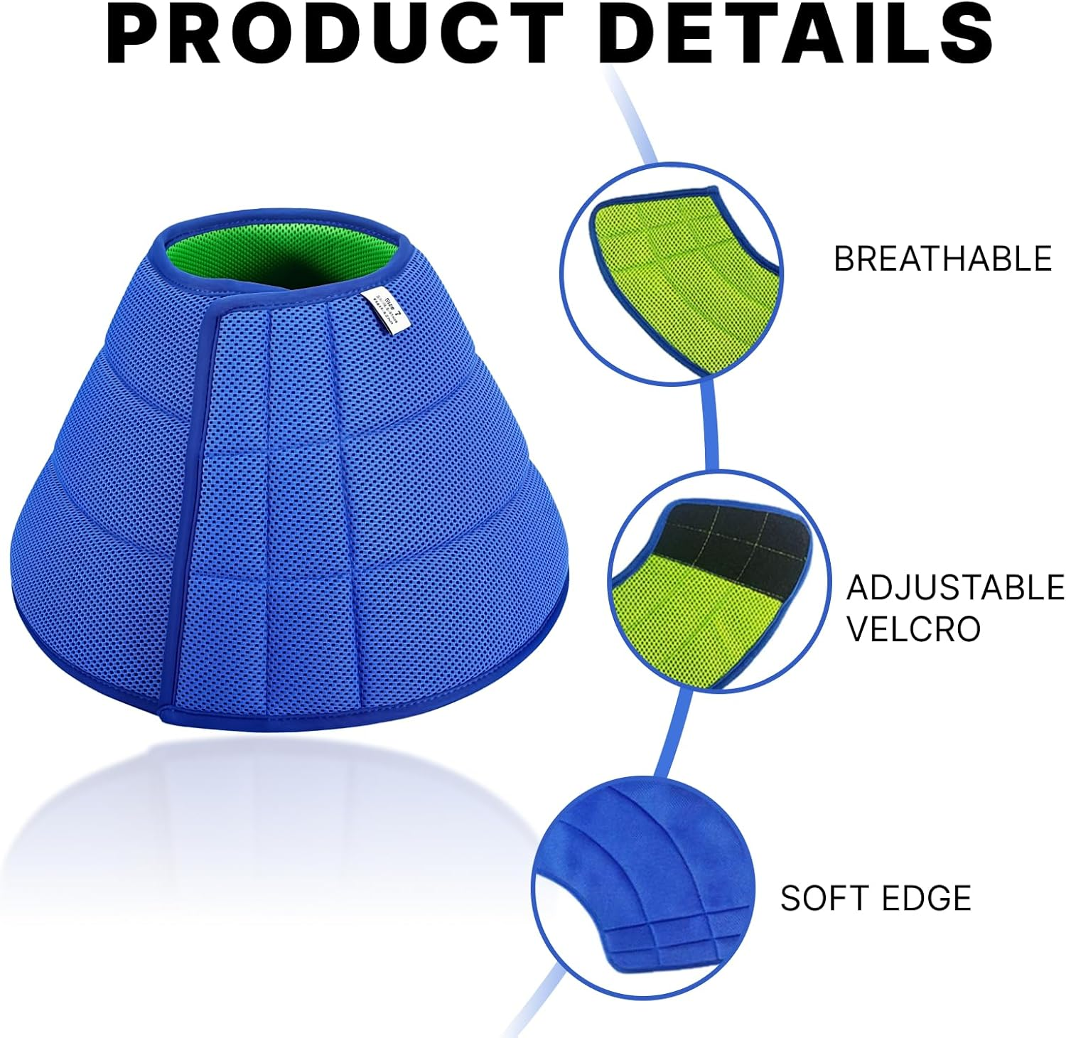 Adjustable Dog Cone Collar for Recovery, Soft for Wound Care, Comfort Fit Inflatable Dog Cone for Long Snout Breeds, Anti-Licking & Anti-Biting Collar, Medium Size (Neck: 11.8-13.8In) image number 4