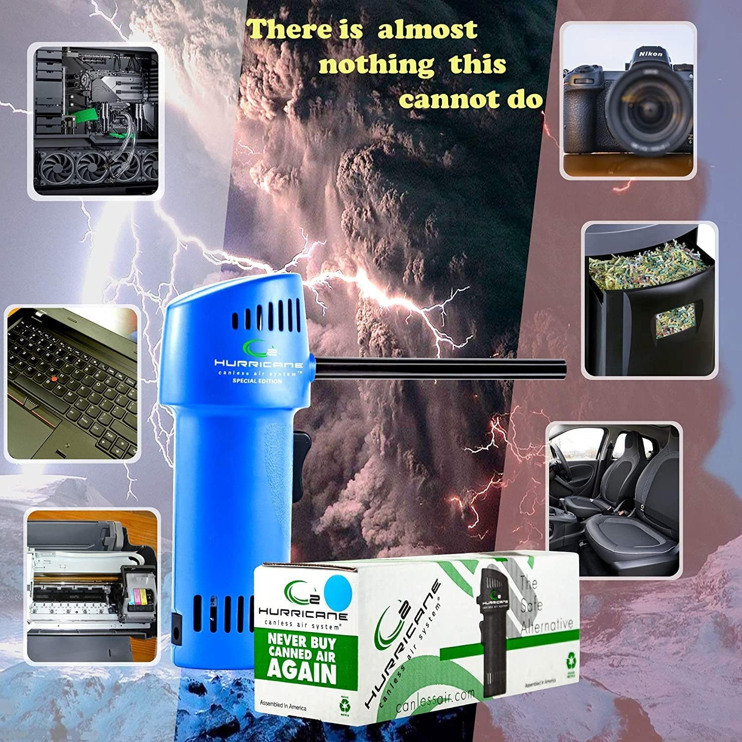 Best Canned Compressed Air Alternative - the O2 Hurricane 220+ Mph Canless Air Special Edition image number 2