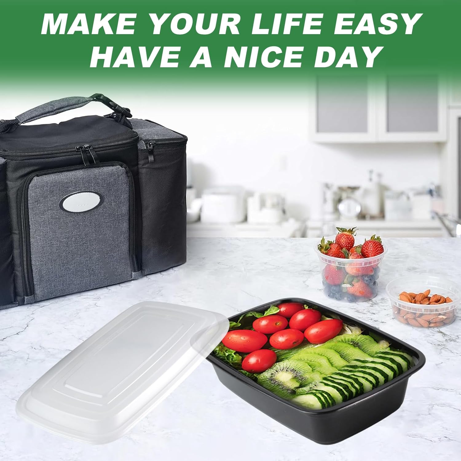 AIDOU 50 Pack Meal Prep Containers Reusable, BPA Free Food Prep Containers with Lids for Durable Plastic, Stackable, Microwave, Freezer & Dishwasher Safe (1000ML/32 Oz) image number 3