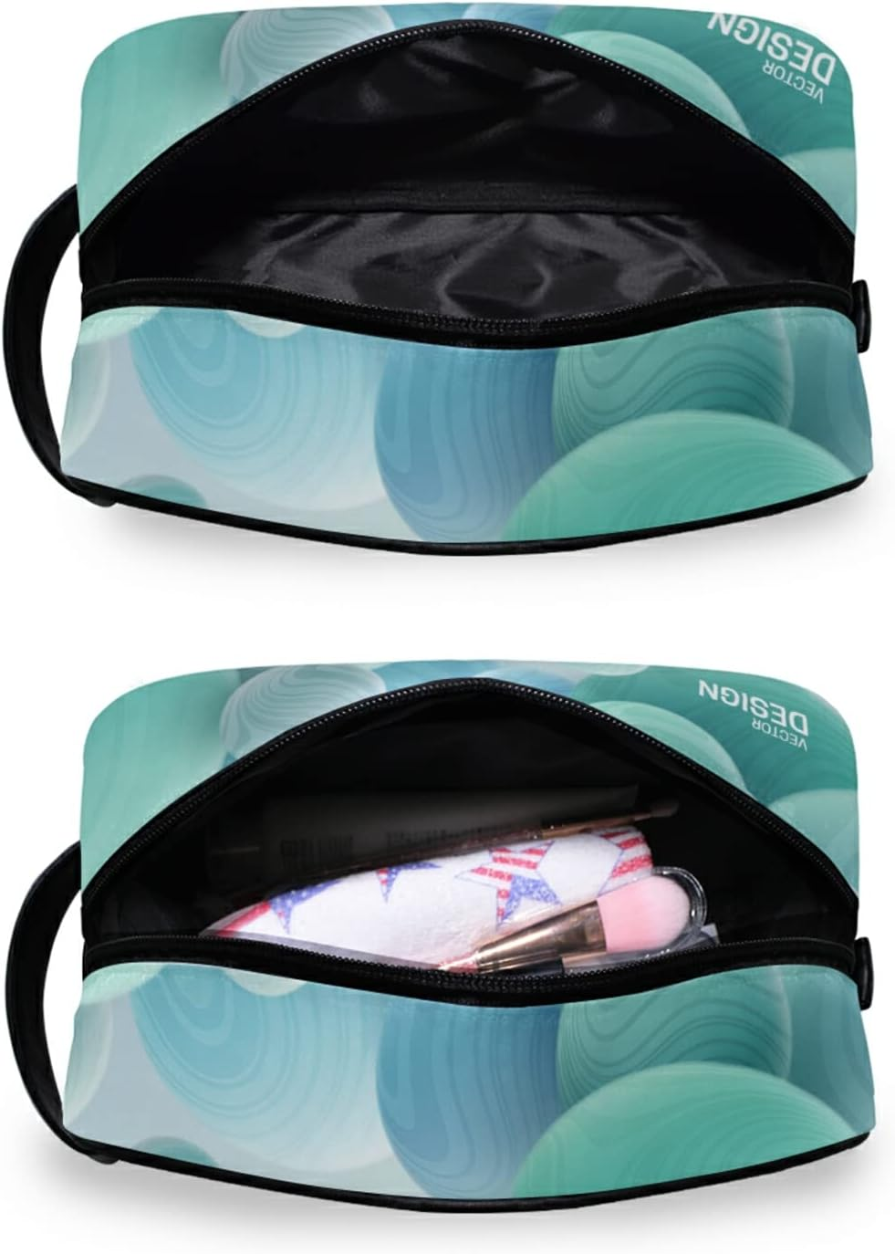 Toiletry Bag Unisex Cosmetic Bag Funny Dinosaurs Travel Organizer PU Leather Travel Cosmetic Case, 3D Marbled Spheres, One Size - 3D Marbled Spheres image number 5