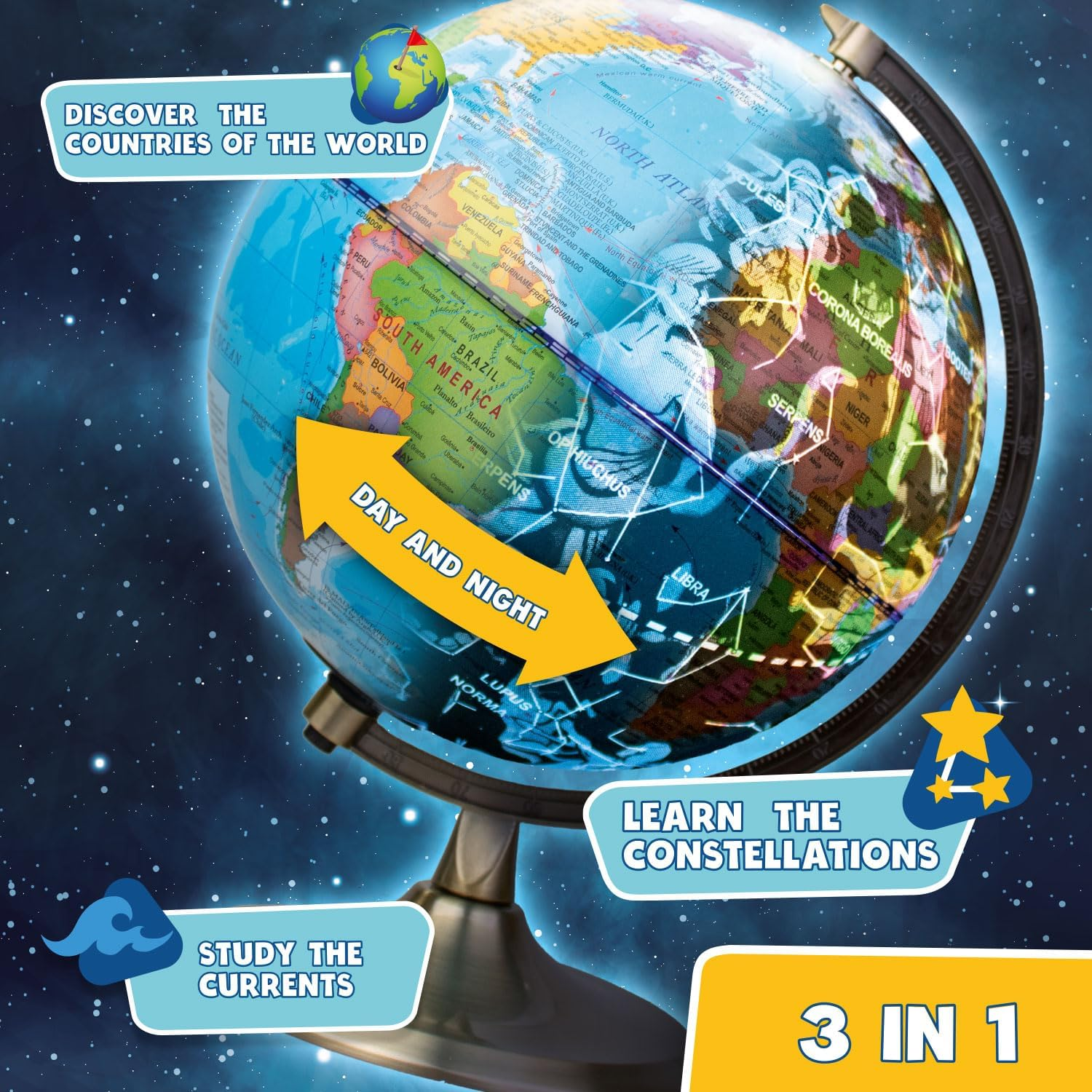 Big Minds Children'S Globe in English, Children'S Globe Illuminated with LED Light, Children'S Globe with Night Mode and Day Mode, Interactive Globe with App image number 5