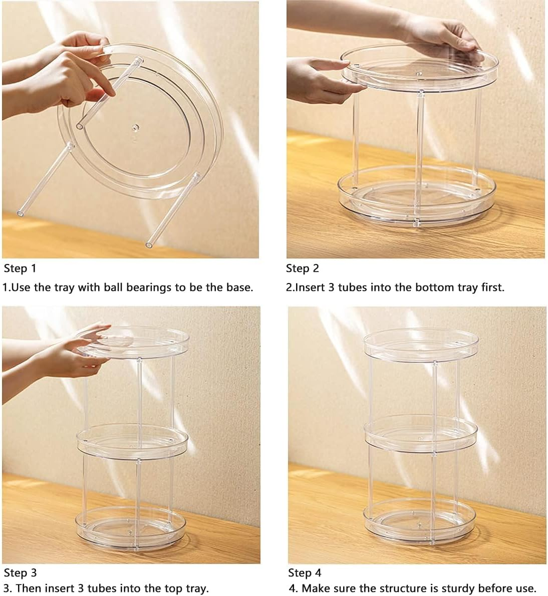 ROWNYEON Skincare Organiser Spinning Organizer 360 Rotating Makeup Organiser 3 Tier Cosmetic Storage Shelf Display Case for Vanity,Bathroom,Perfume,Dressing Table,Toiletry Organiser image number 6