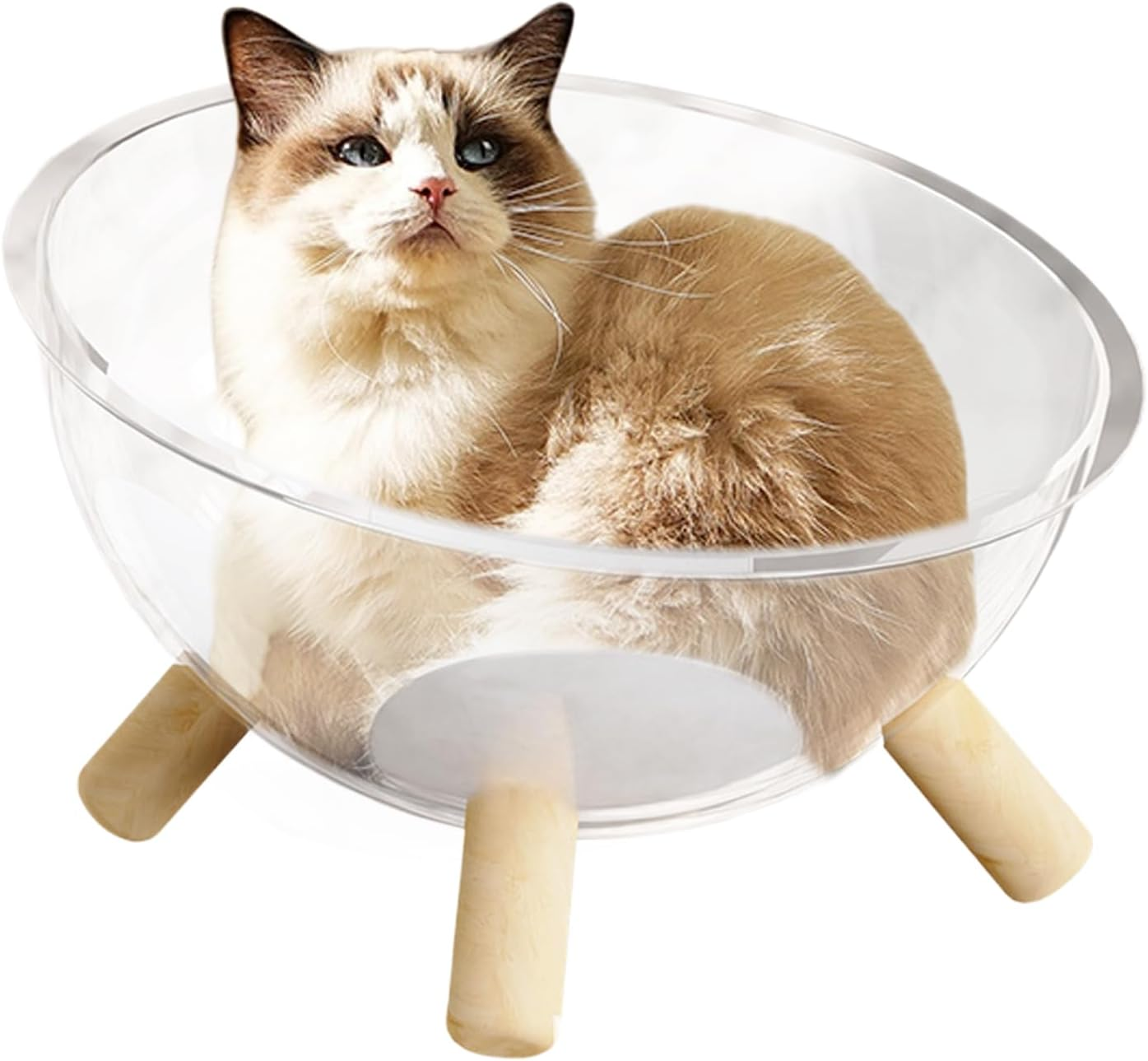 Pet Beds for Cats,Cat Sleeping Nest with Wood Base - Acrylic Clear Dome House Small Animal Supplies for Resting Sleeping Lounging Puppies Bunnies