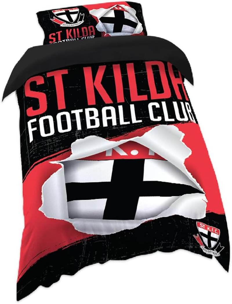 St Kilda Saints AFL Footy Single Quilt Doona Duvet Cover Pillow Case Set