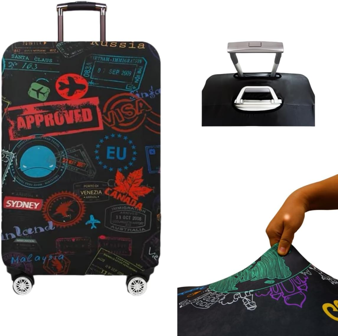 ZANZER Suitcase Cover Protector with Luggage Tag for 26-32 Inch, Elastic Dust Luggage Cover for Suitcase, Washable Thickened Anti-Scratch Travel Accessories ((Fit 26-28 Inch) L)