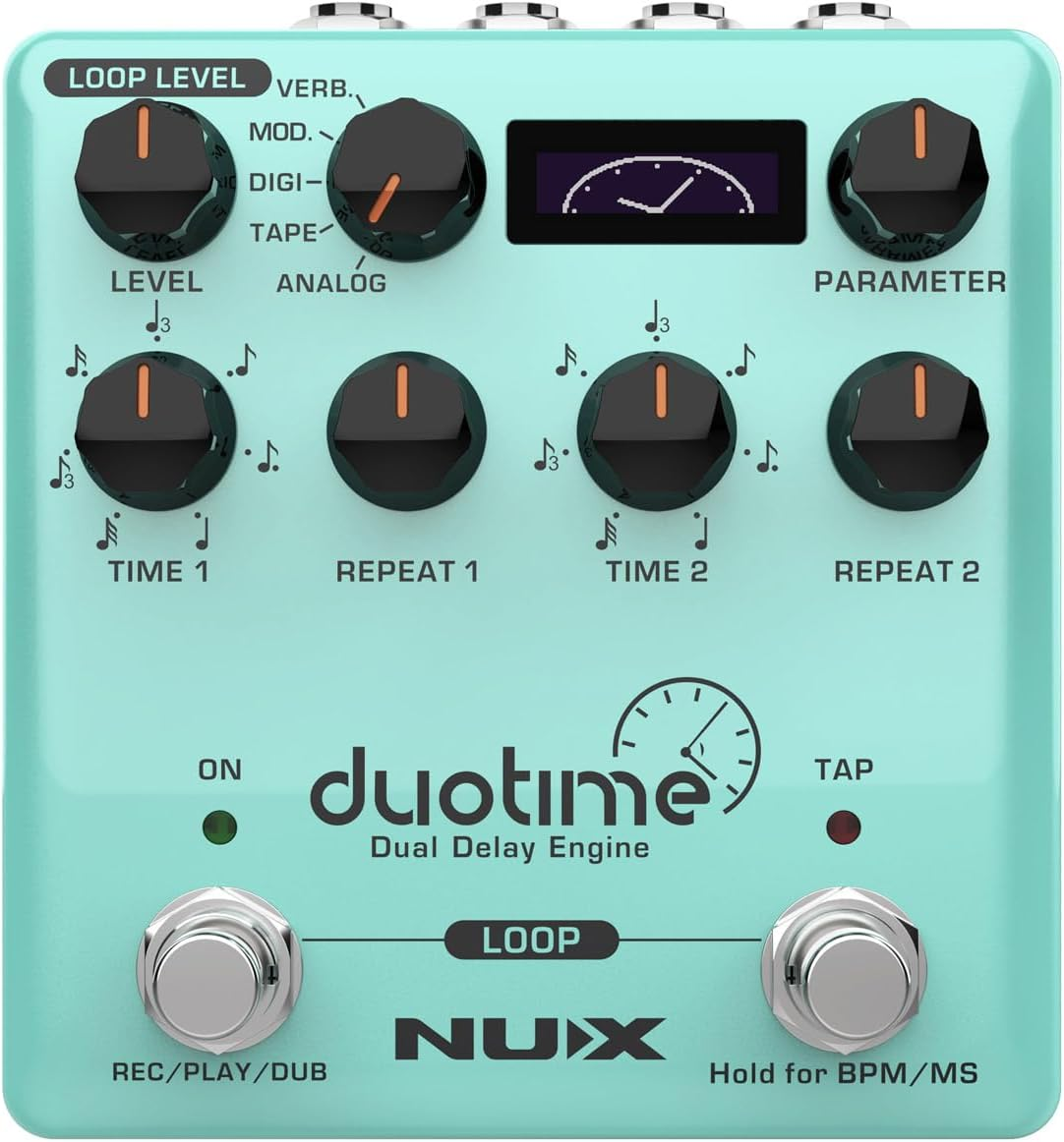NUX Duotime Stereo Delay Pedal with Analog, Tape, Digital, Modulation, and Verb Delay