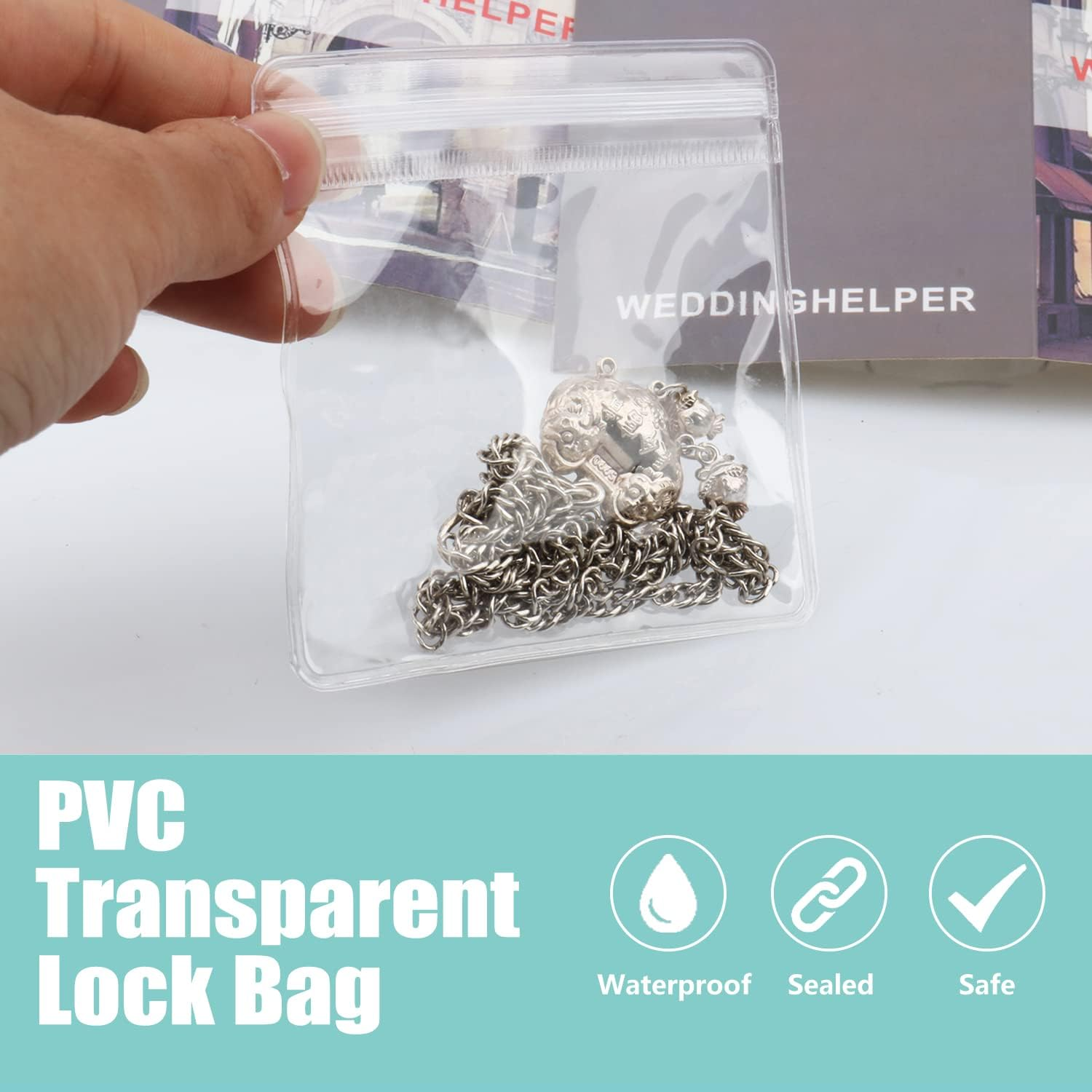 WEDDINGHELPER Jewelry Bags Small Self-Sealing Plastic Zip Clear Bags PVC Transparent Lock Bag for Storing Bracelets Rings Earrings Ziplock Pouch (4.3 X 4.3Inch(100Pcs) image number 5