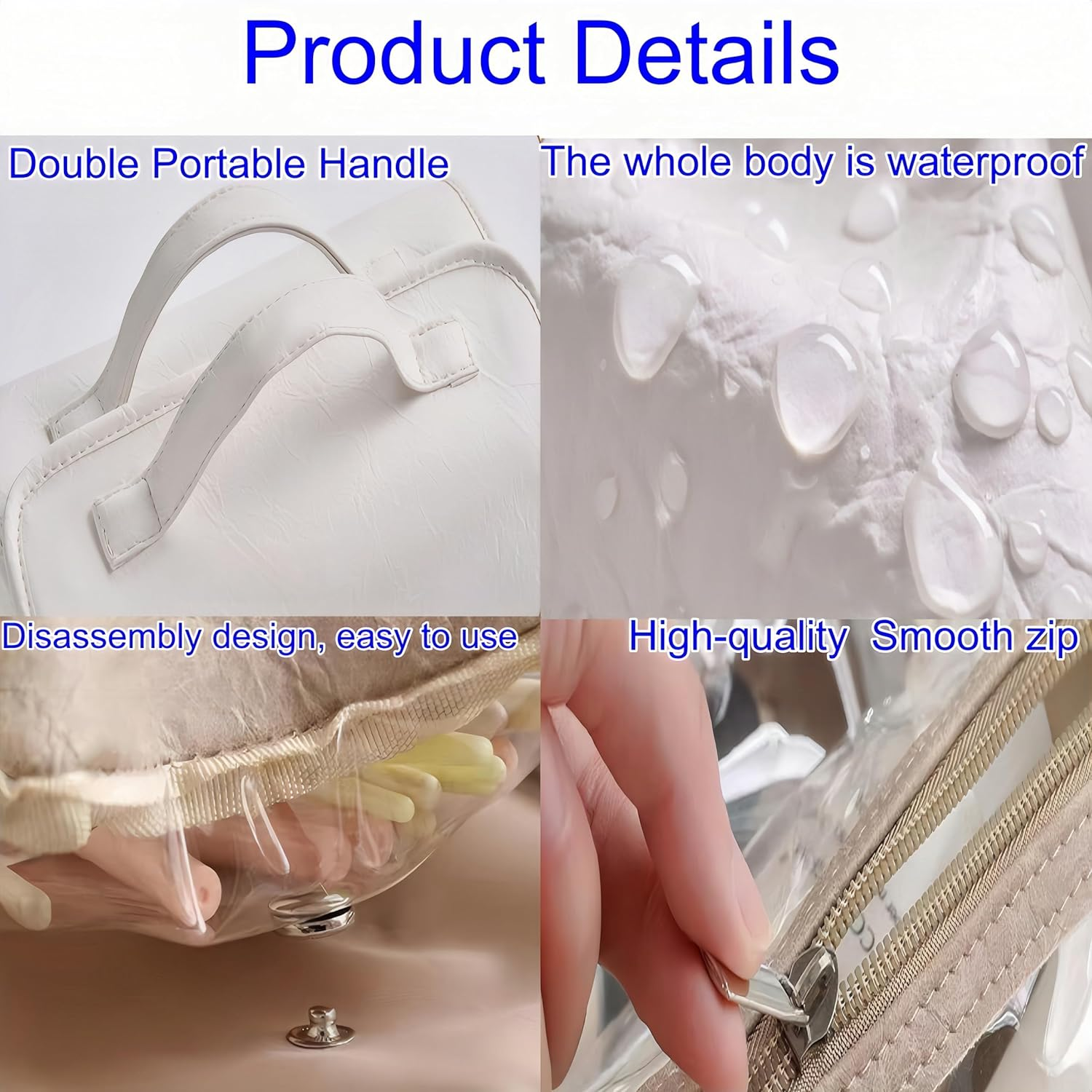 Febohao Travel Toiletry Bag 4 Detachable Clear Multi Compartment Hanging Toiletry Bag Women Waterproof Foldable Travel Bag Wash Accessories Makeup Bag image number 3