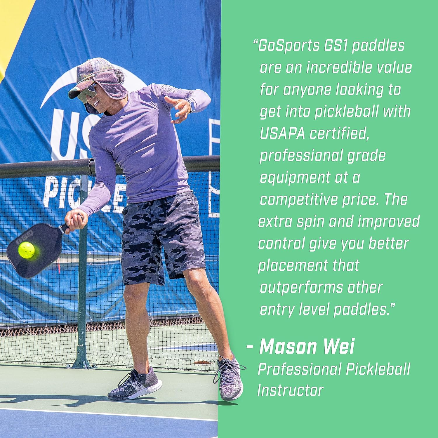 Gosports GS1 Pickleball Paddles - USAPA Approved Fiberglass Pickleball Paddles - Single, 2 Pack, or 4 Pack image number 3