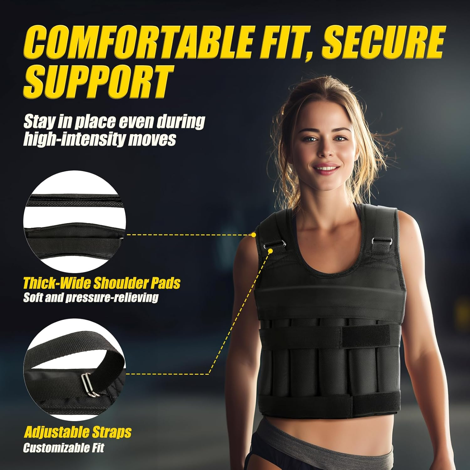 ATERCEL Weighted Vest for Men and Women, 4 to 12Lbs Adjustable Workout Vest for Strength Training, Running, Fitness, Muscle Building, Weight Loss, Weightlifting, Walking, Jogging, Home Exercise image number 2