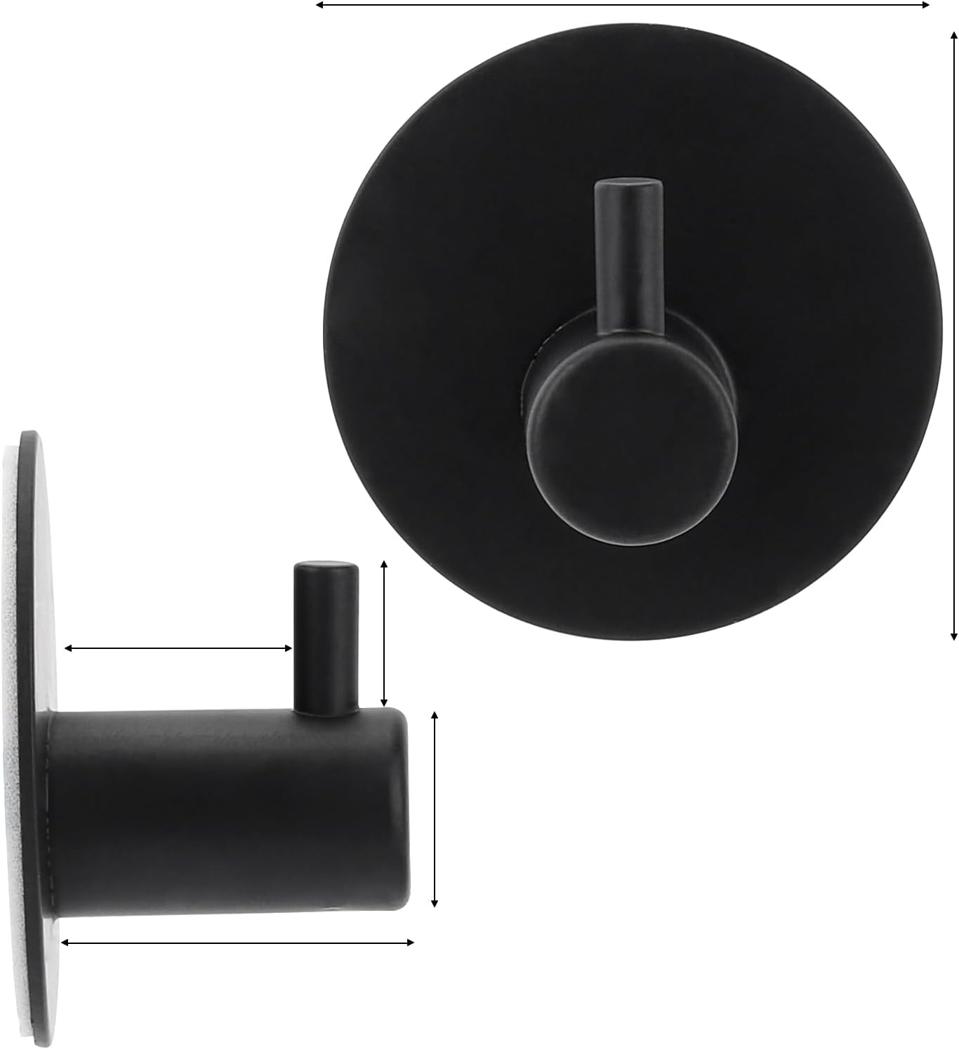 BTYMS 8 Pcs Stainless Steel Powerful Adhesive Hooks Black Load-Bearing Hook with Traceless Patch for Bathroom Kitchen and Wardrobe image number 1