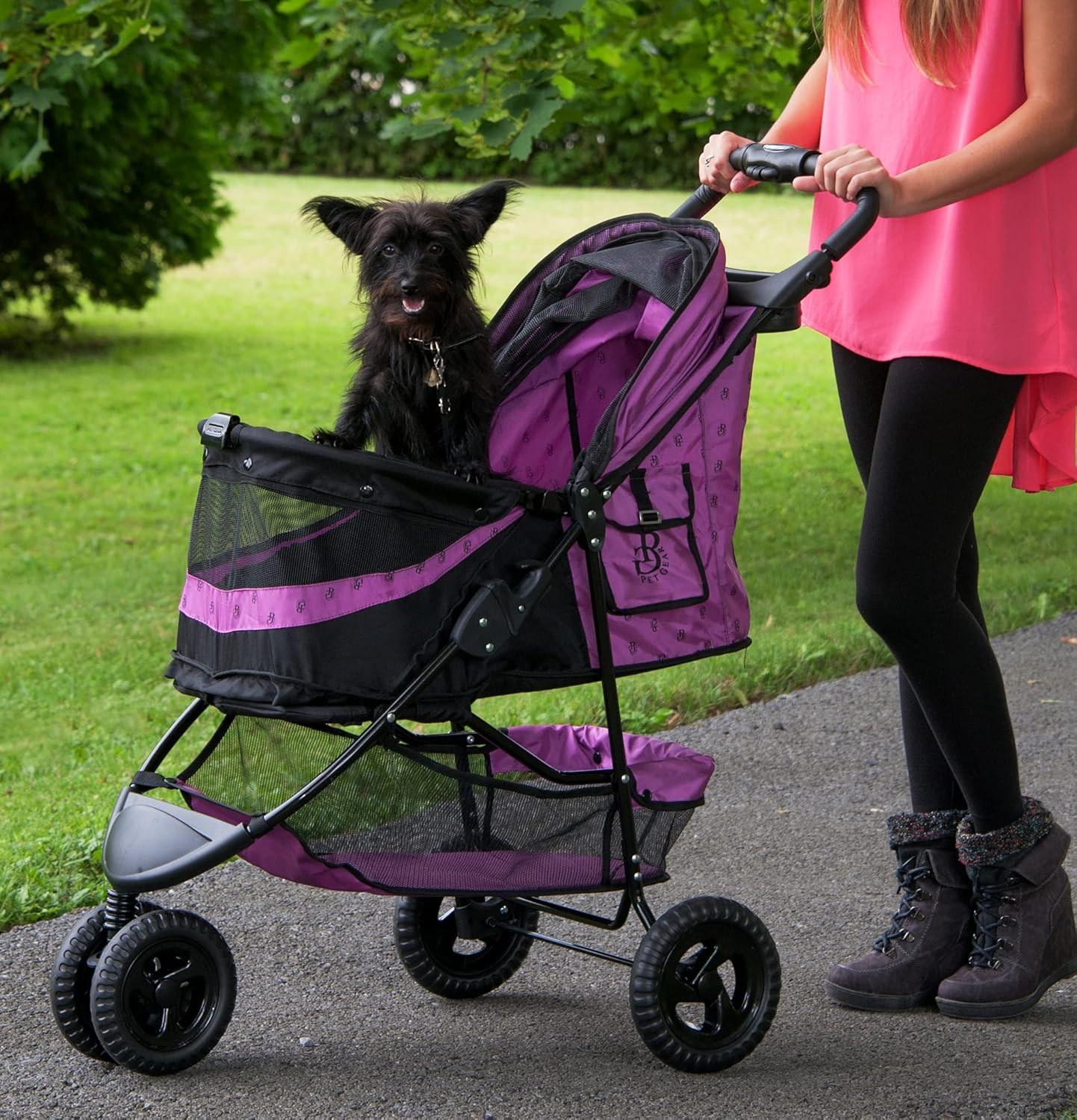 Pet Gear No-Zip Special Edition 3 Wheel Pet Stroller for Cats/Dogs, Zipperless Entry, Easy One-Hand Fold, Removable Liner, Cup Holder, 4 Colors image number 4