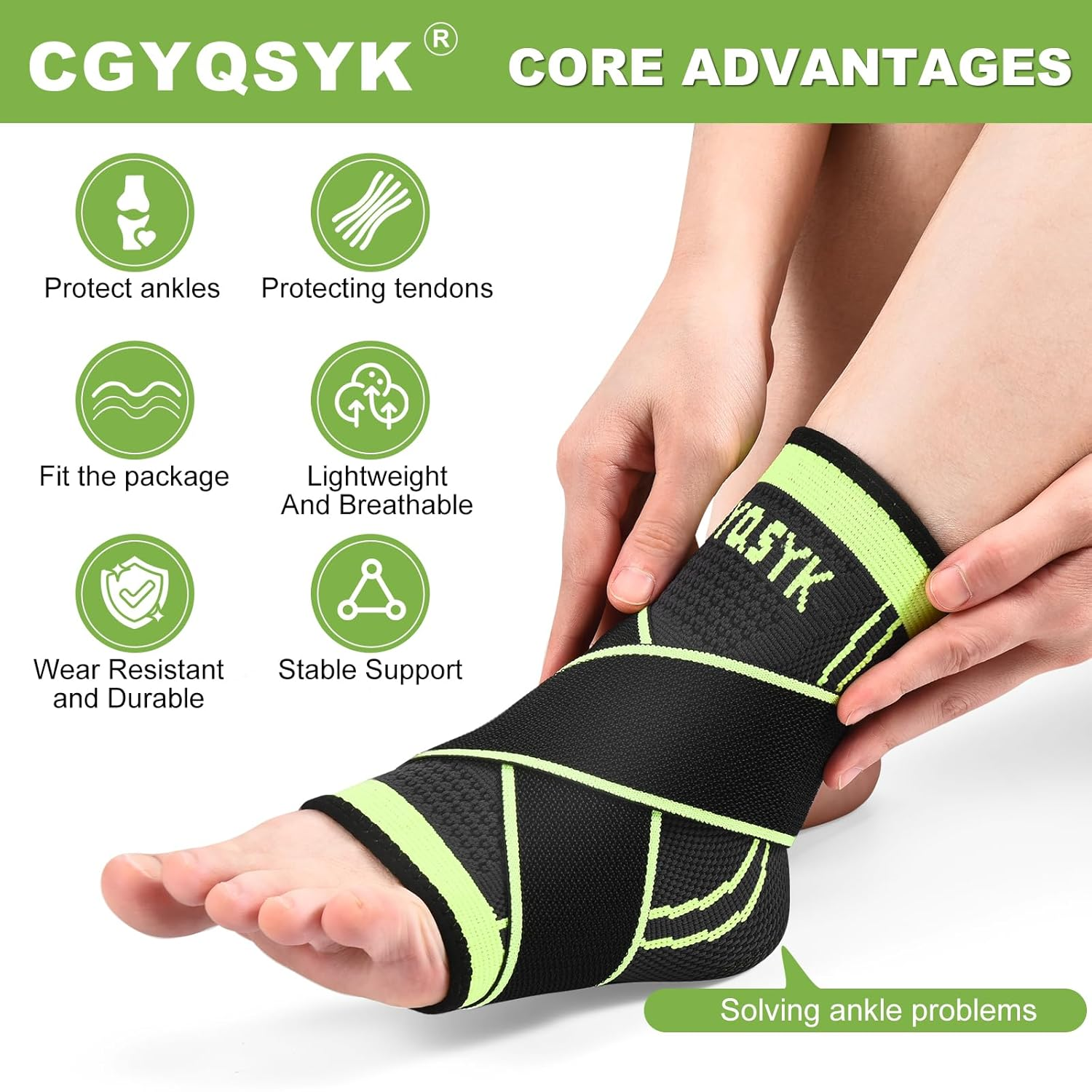 Ankle Braces, Adjustable Compression Ankle Support Men & Women, Strong Ankle Brace Sports Protection, Stabilise Ligaments-Eases Swelling and Sprained Ankle, One Size Fits All