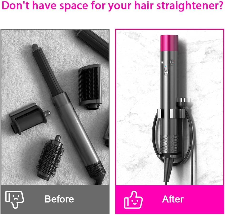 JLNJLE Wall Mount Holder Compatible with Dyson Airwrap/Shark Flexstyle, Curling Wand Organizer Heat Resistant, Hair Styling Tool Storage No Drilling for Flat Irons, Hair Straighteners within 1.8Inch image number 2