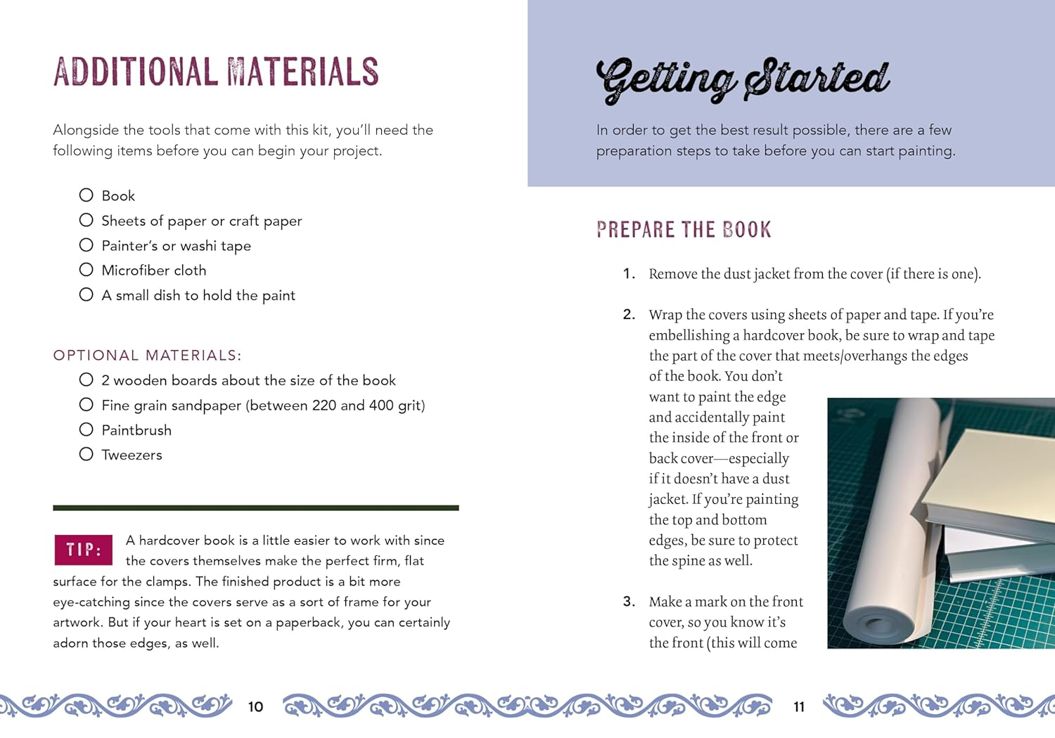 Stenciled Book Edges Kit: Turn Your Favorite Books into Custom Works of Art &ndash; Includes: Project Book, Paint Pots, Stencils, Sponge Tools, Book Clamps image number 2