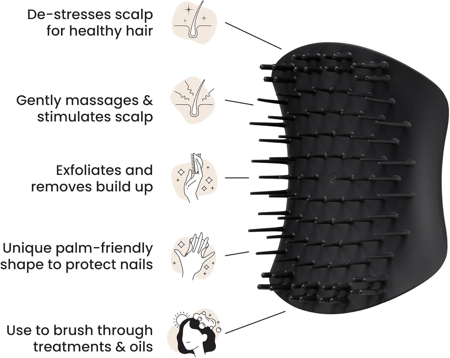 Tangle Teezer Scalp Exfoliator and Massager, Onyx Black - Lavender Lite image number 5