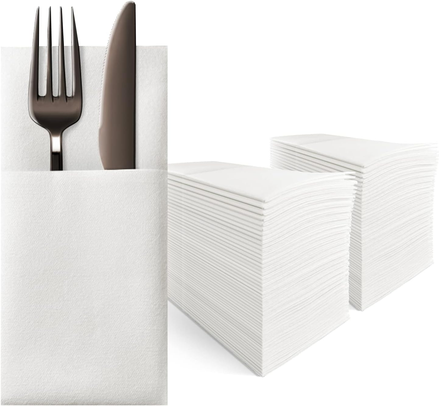 KMAKII Disposable Napkins,Pocket Napkins,White Paper Napkins,Linen Feel White Napkins,40&times;40Cm,100 Count,White