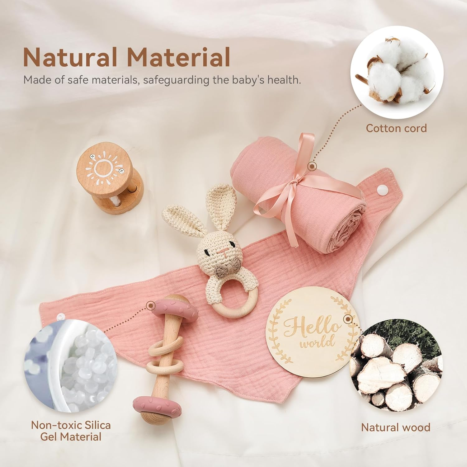 EERKEOD Baby Gift Set for Newborn Essentials Baby Bath Set with Blanket Rattle New Girls Boys Gifts for Shower image number 2
