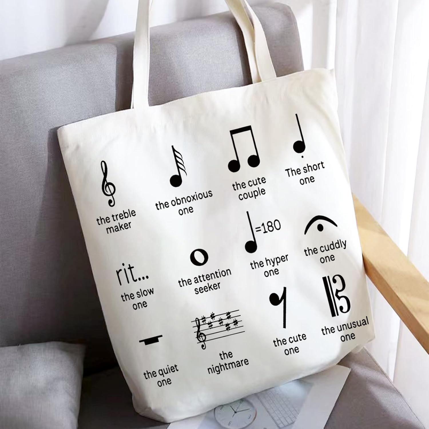 Music Lover Gift Pianist Birthday Present Piano Lesson Bag Funny Music Notes Shopping Bag