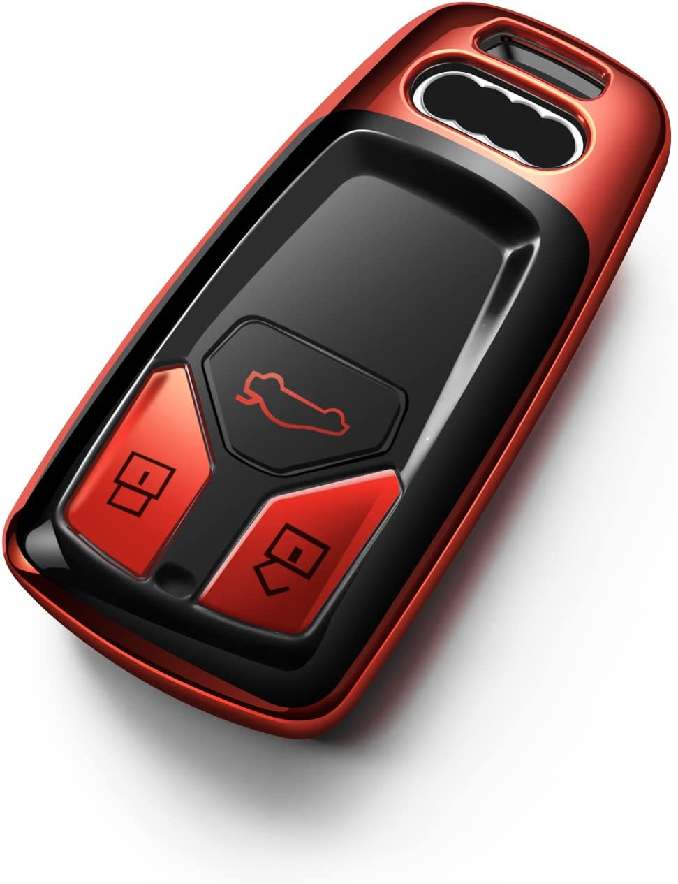 Tukellen for Audi Fob Cover, Special Soft TPU Case Protector Compatible with A4 Q7 Q5 TT A3 A6 SQ5 R8 S5 Smart Key (Red)