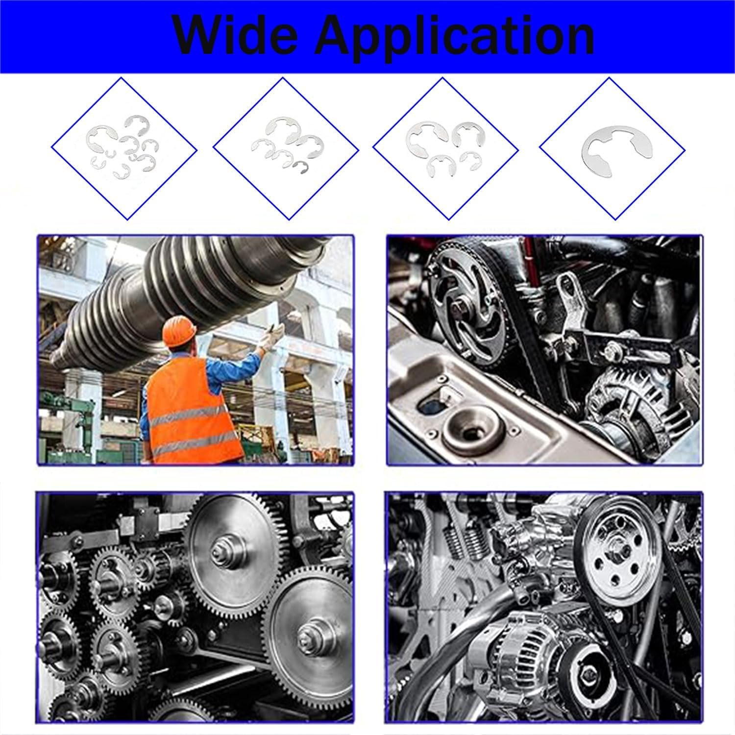 290Pcs 304 Stainless Steel E-Clip Assortment Kit, External Retaining Ring Assortment Set, Snap Ring Clip, 13 Sizes 1.2-15Mm E Circlip Retainer Rings for Bearings, Gears, Pulleys and Axles image number 3
