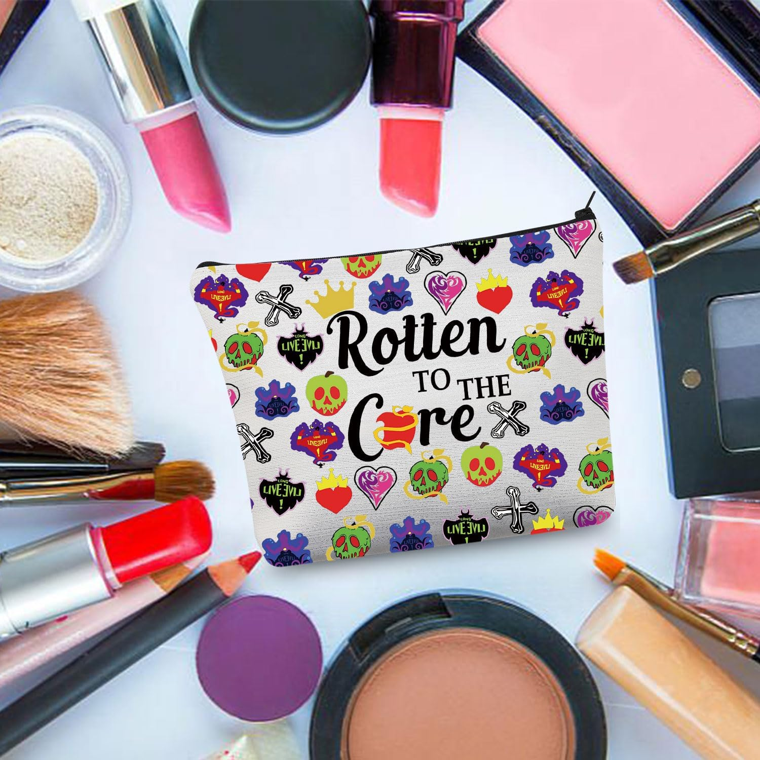BDPWSS Descendants Makeup Bag Descendants Fans Gift Rotten to the Core Zipper Pouch Evil Queen Fans Gift Villain Lover Gift, Rotten to Core, Waterproof image number 1