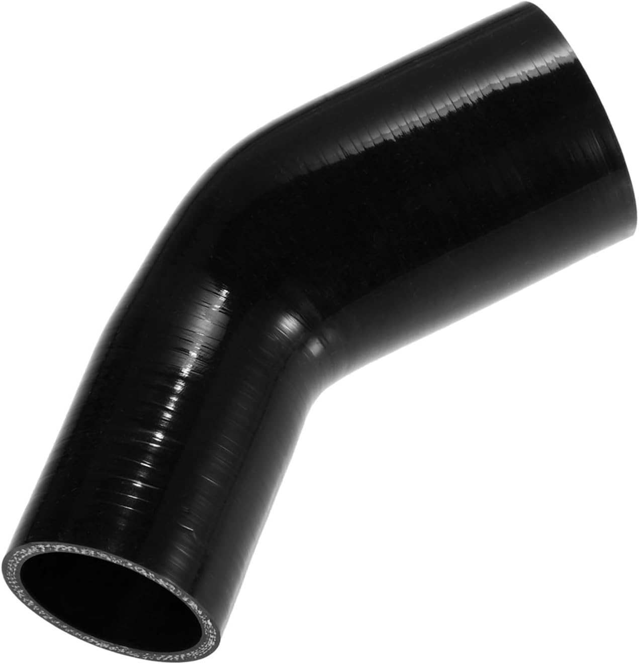 45 Degree 2.0 Inch to 2.5 Inch ID 4Ply Car Elbow Reducer Silicone Hose Coupler Intercooler Tube Intake Piping Black 51-63Mm image number 5