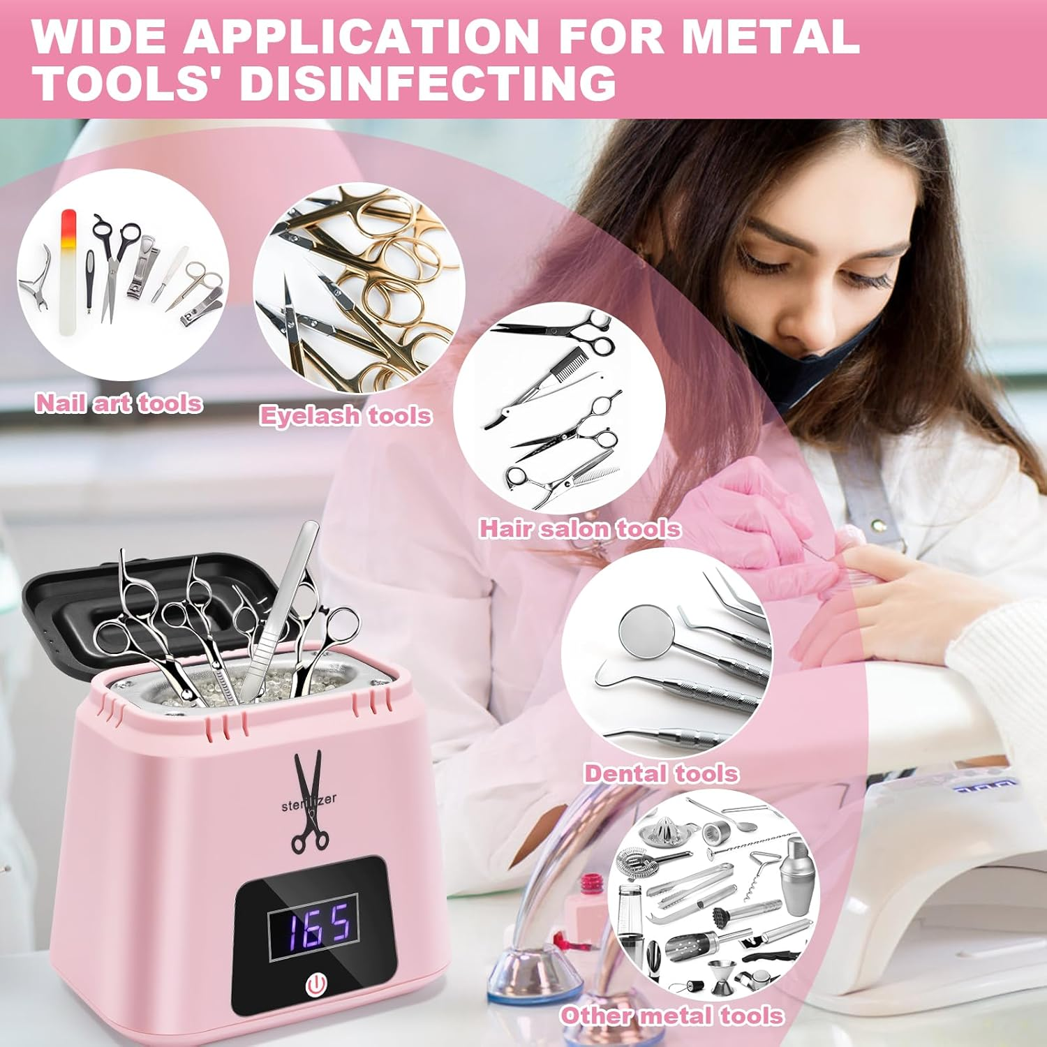 Wbuosz Nail Tool Sterilizer High Temperature 329℉ Sterilizer for Nail Tools Portable with Glass Beads for Metal Tools Salon & Esthetician Supplies image number 4
