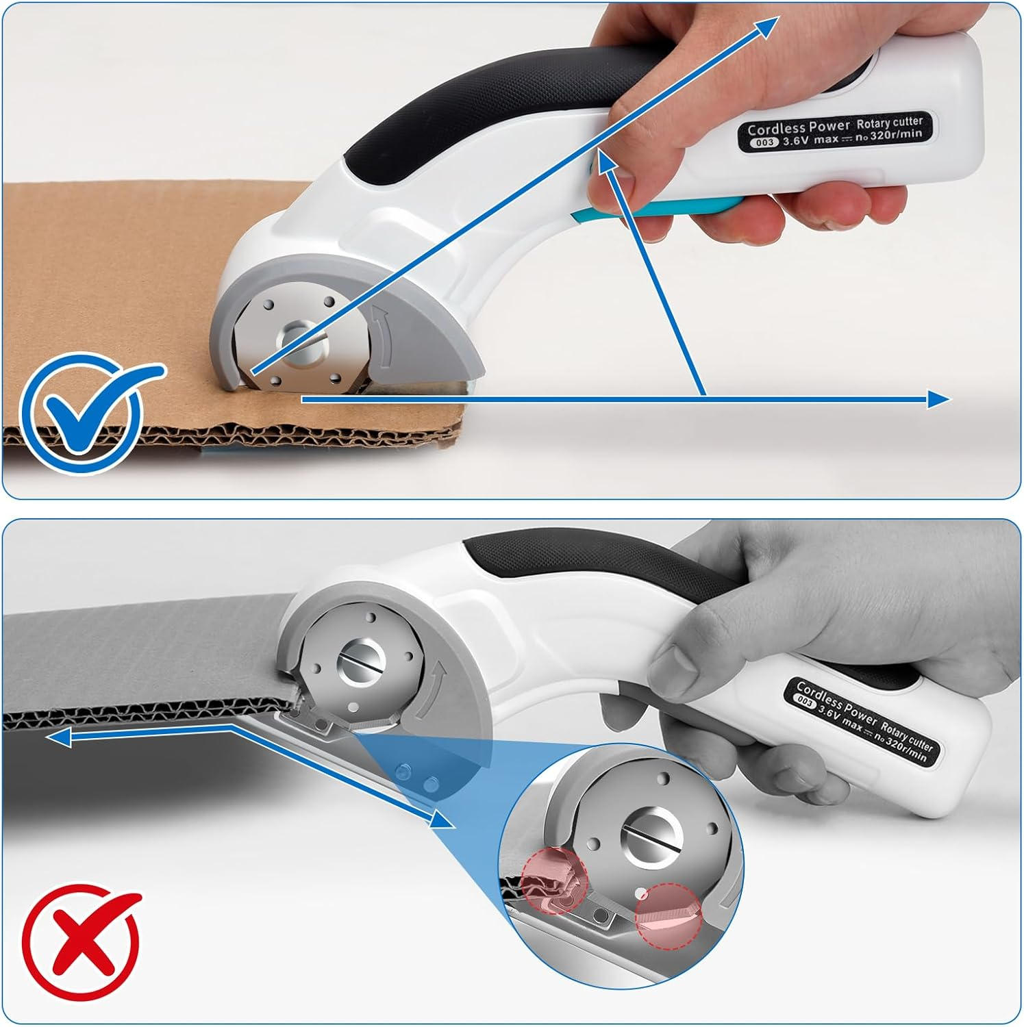 Cordless Electric Scissors Electric Box Cutter Rechargeable Cardboard Cutter Tool with Safety Lock Cordless Fabric Scissors Box Cutter with Blade for Carpet Cardboard Leather Paper Plastic image number 4