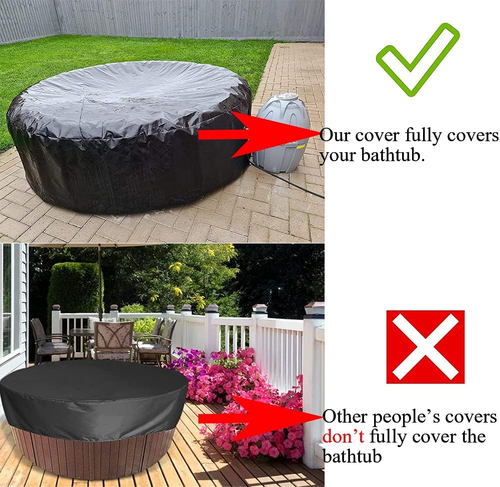 UCARE Hot Tub Cover Waterproof Outdoor Portable round Inflatable Hot Spa Cover Protector Bathtub Pool Garden Furniture Dust Covers (73&times;43In/ 185&times;110Cm) image number 5