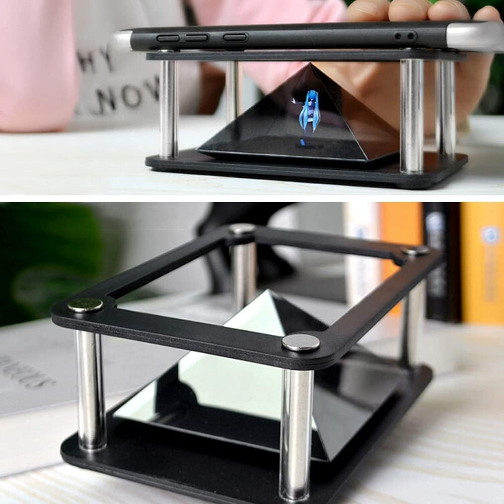 Smartphone Hologram, 360&deg; Image 3D Hologram Pyramid Display Projector, 3D Holographic Display Stands, for Corporate Product Display, Cartoon Interaction, Etc (Cylindrical)