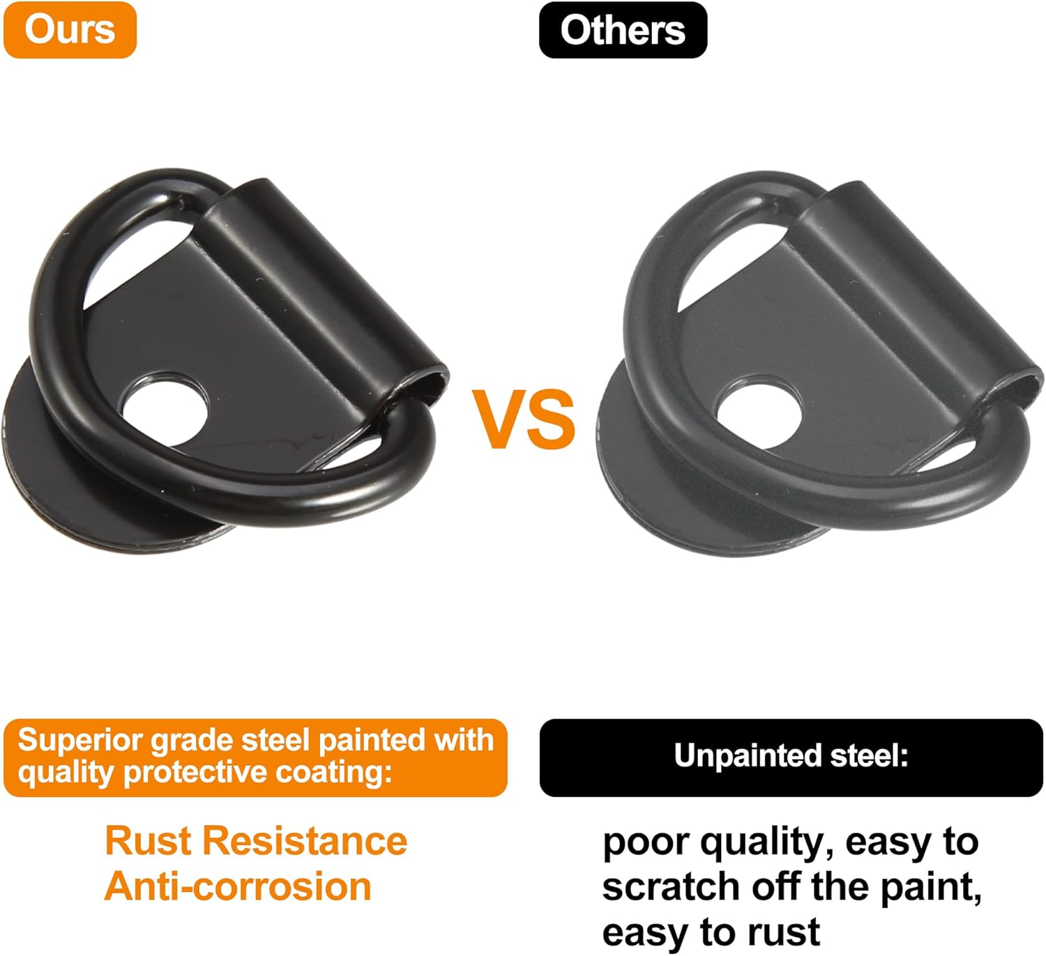 X AUTOHAUX 4Pcs D Ring Tie down Anchor 3Mm Diameter D Rings Anchor Lashing Ring for Trailer Truck Boat RV ATV SUV Vehicle Cars Black