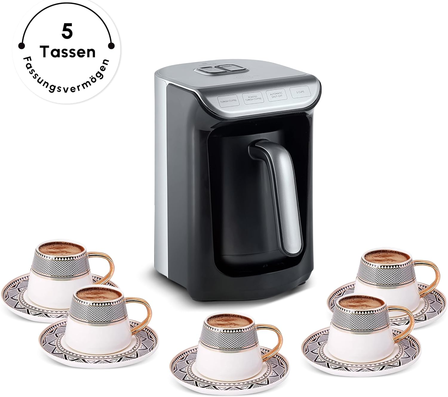 Karaca Hatır K&ouml;z 5 Cup Capacity Turkish Coffee Machine, Anthracite