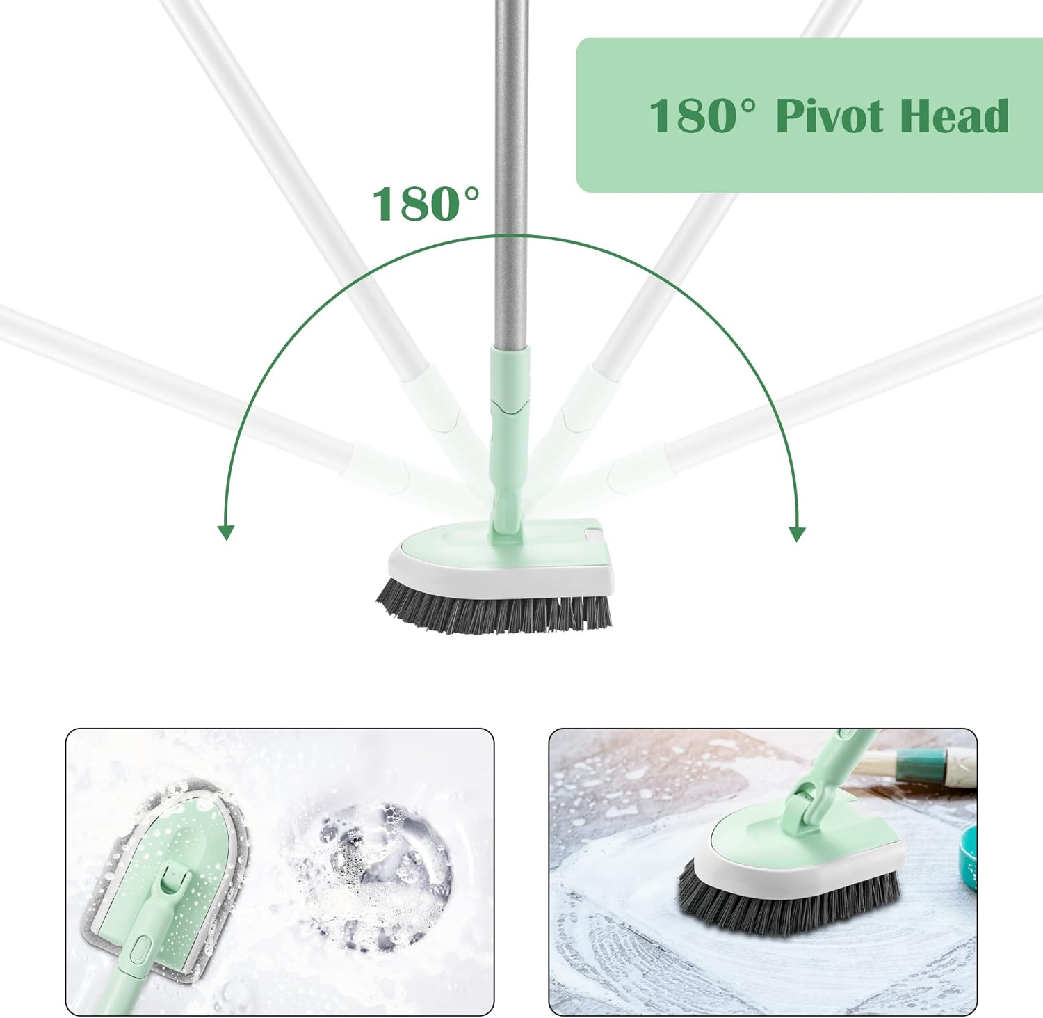 DALIPER Shower Scrubber with Long Handle for Cleaning, 2 in 1 Tub and Tile Scrubber, Interchangeable Scrub Brush Attachment for Cleaning Bathroom Bathtub Floor Wall image number 3