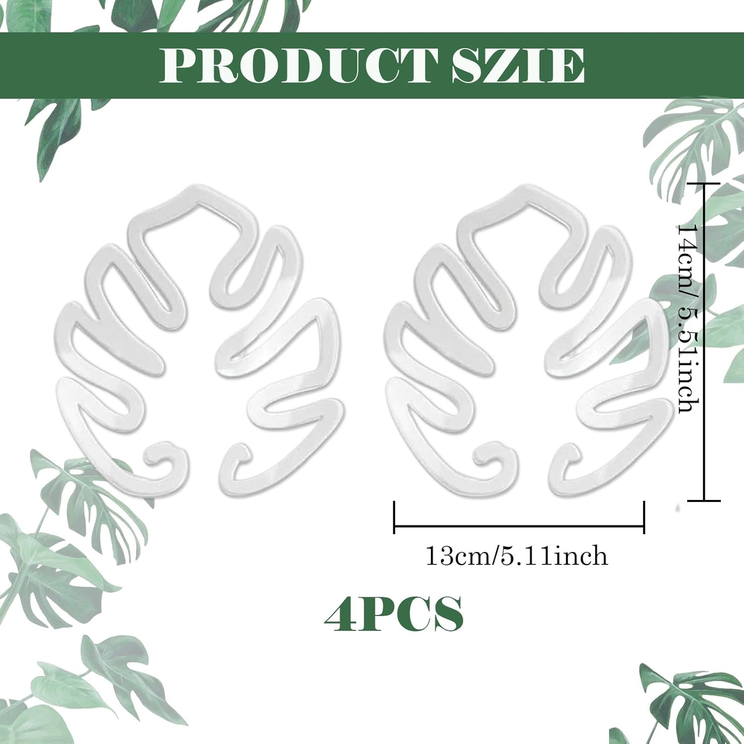 4 Pcs Monstera Plant Support, Wear Resistant Plant Stakes, Plant Stem Support, Unique and Aesthetic Turtle Shell Bamboo Clamp Set Suitable for Flowers, Herbs, Keeps Tame and Growing Vertical