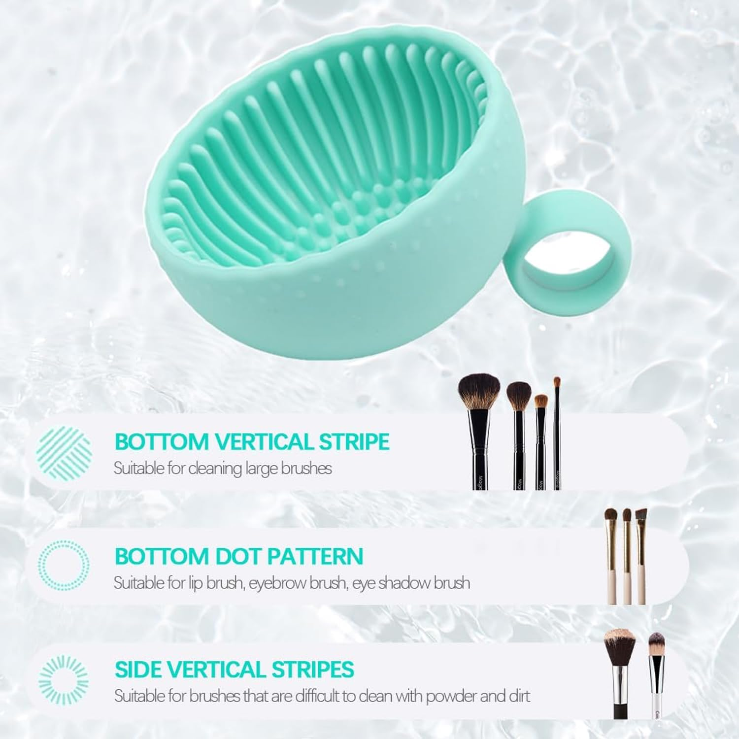 BYVCUI Make up Brush Washing Bowl, Makeup Brush Cleaner Machine, Silicone Brush Scrubber Bowl, Portable Washing Tool Cosmetic Brush Cleaner Cleaning Pad for Women Girl (Pink+Green) image number 2