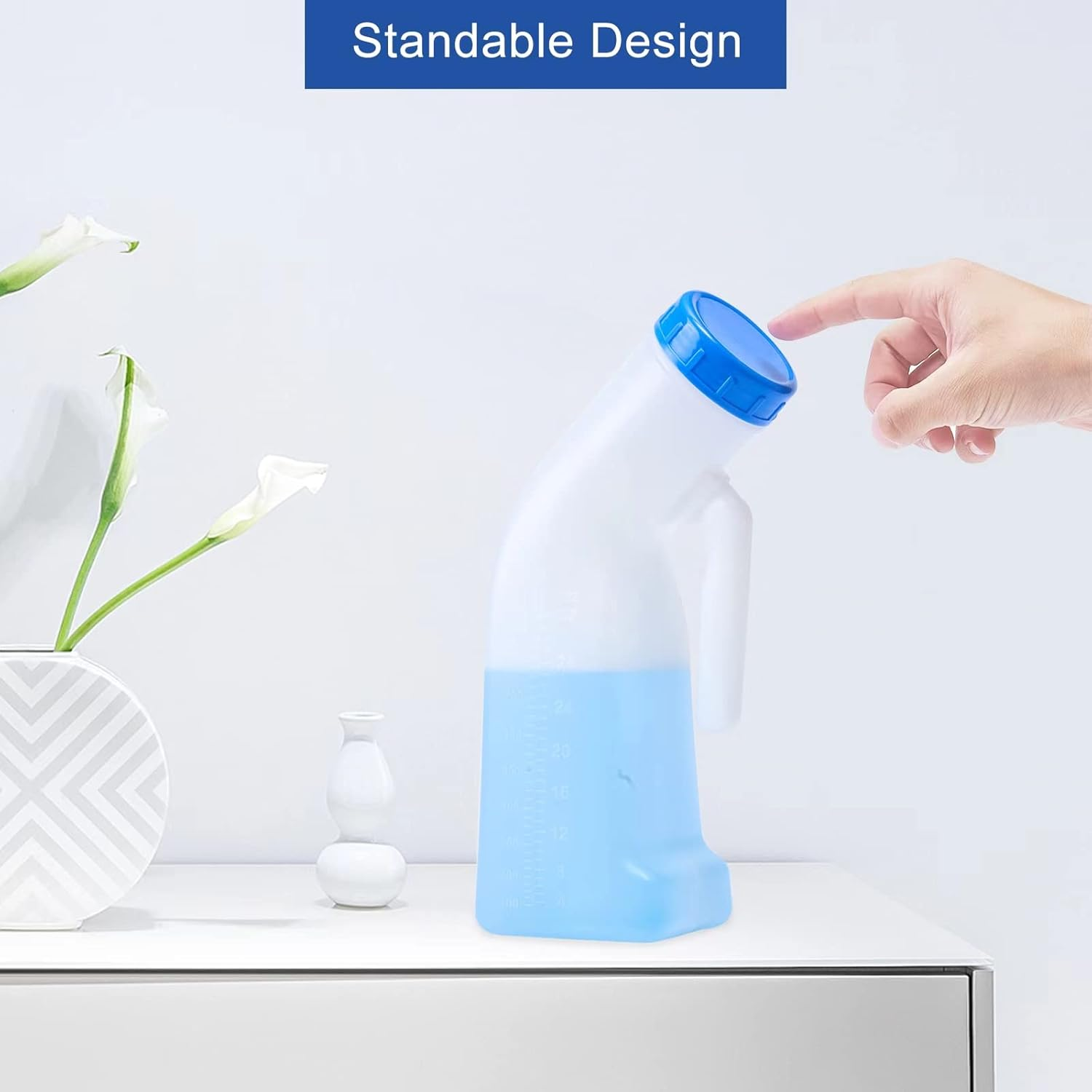 Urinals for Men 1Pk - Upgraded Thick Urine Bottles for Men with Spill/Leak Proof Screw-On Lids - 32Oz/1000Ml Portable Urinal image number 4