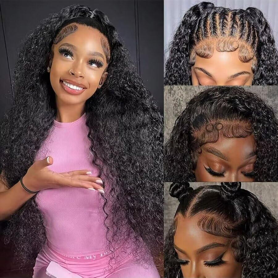 Real Hair Wig 4X4 HD Water Wave Lace Front Wig Human Hair Brazilian Real Hair Wig Black Women Virgin Human Hair Wigs for Black Women 180% Density 16 Inches image number 5