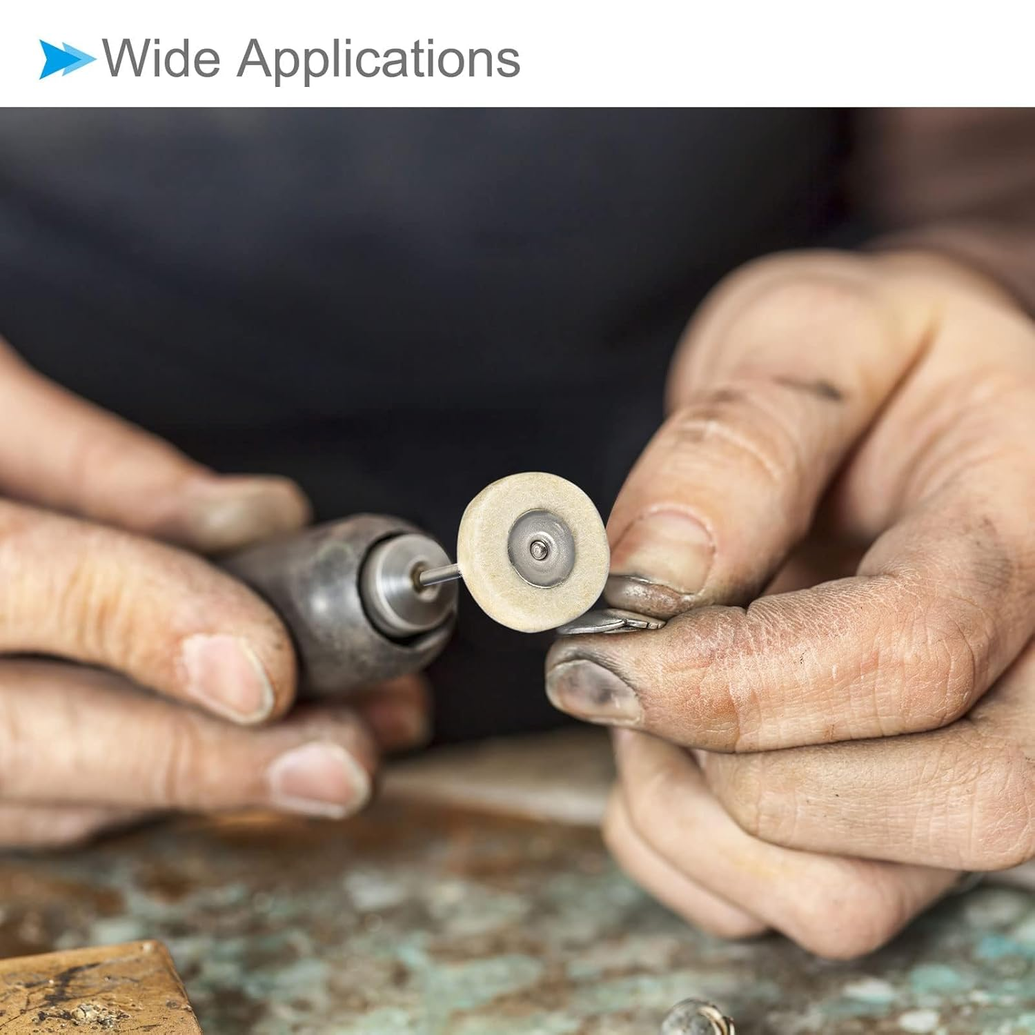 MJIYSGS 10Pcs T Shape Felt Polishing Buffing Wheel with Shank Wool Felt Polishing Pads for Burs Rotary Tool Drills Watch Jewelry (Shank 3Mm, Head OD 25Mm) image number 1