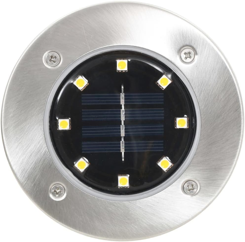 Vidaxl Solar Powered Ground Lights with 8 LED Beads, Warm White Lighting, Water-Resistant and Suitable for Outdoor Use - White image number 3