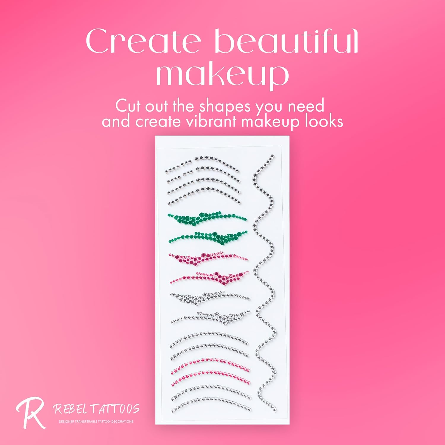 Rebel Tattoos Self-Adhesive Euphoria Eye Hair Face Gems Jewels Rhinestones, Waterproof Reusable Face Jewels Stick for Women Makeup, Violet Crystal Transfer Tattoo for Festival Party (Eyeliners) image number 5