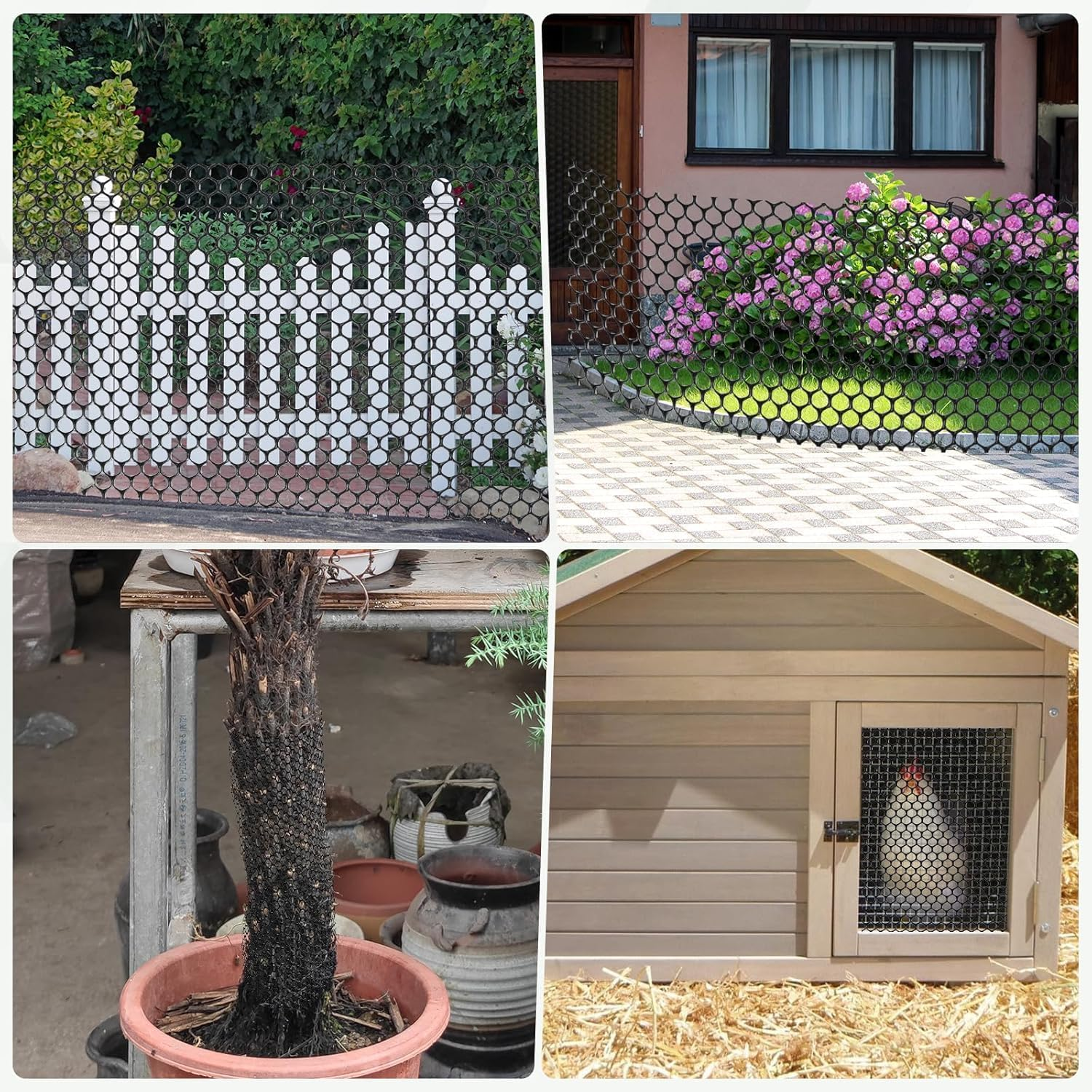 Yharnamite 40 X 300Cm Plastic Wire Mesh Fence Roll with 50 Pcs Fixed Straps, Durable Chicken Wire Mesh for Poultry, Dog, Rabbit, Heavy Duty Plastic Fencing Netting for Garden, Yard Protection (Black) - Black image number 5