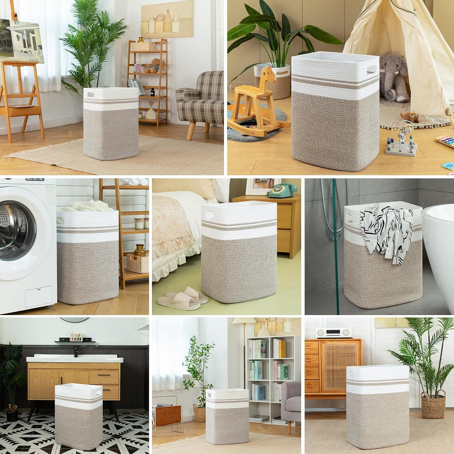 OIAHOMY Laundry Hamper, Large Laundry Basket 91L, Clothes Storage Basket for Blankets-Yellow, Yellow Variegated, FYL-D-P-02 image number 4