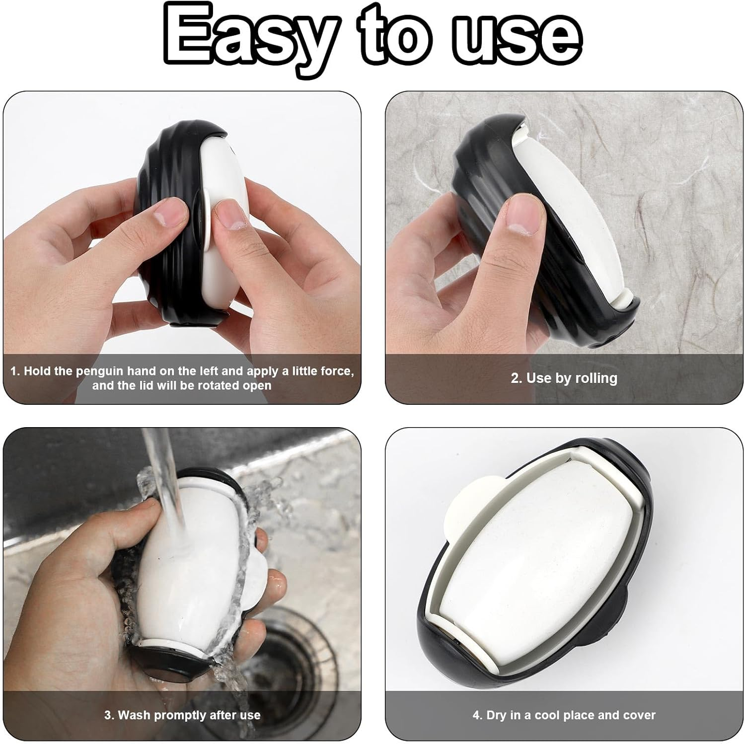 Penguin Lint Roller, Mini Reusable Washable Lint Roller Travel Portable Super Sticky Roller Cute Sticky Lint Remover for Pet Dog Cat Hair Clothes Furniture Sofa image number 2