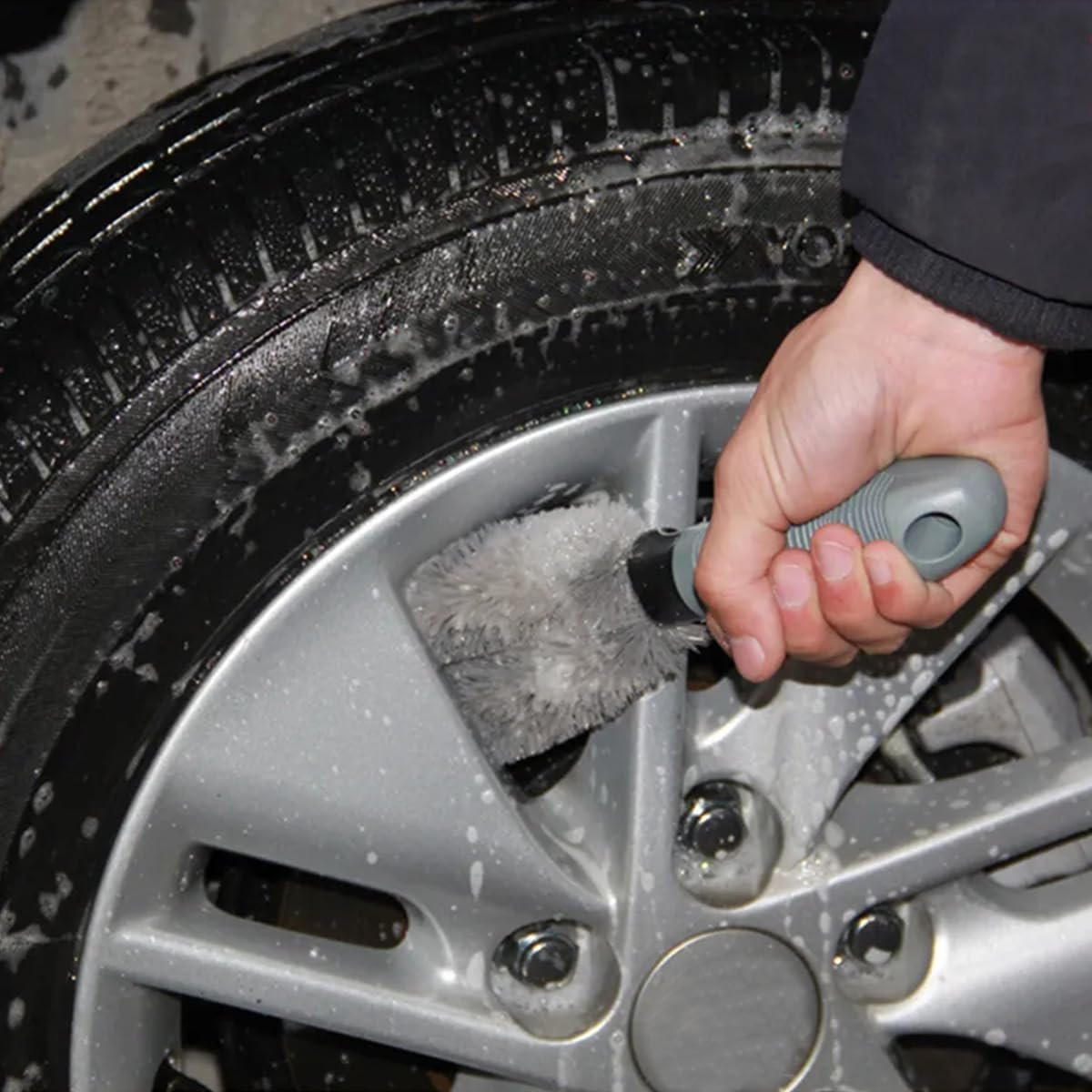 JNNJ Car Tyre Brush, Wheel Cleaner Brush, Cleaning & Car Care of Rim Rim Brush, Rim Cleaner, Rims Tyre Wash Brush Tool for Motorcycle (Straight) image number 6