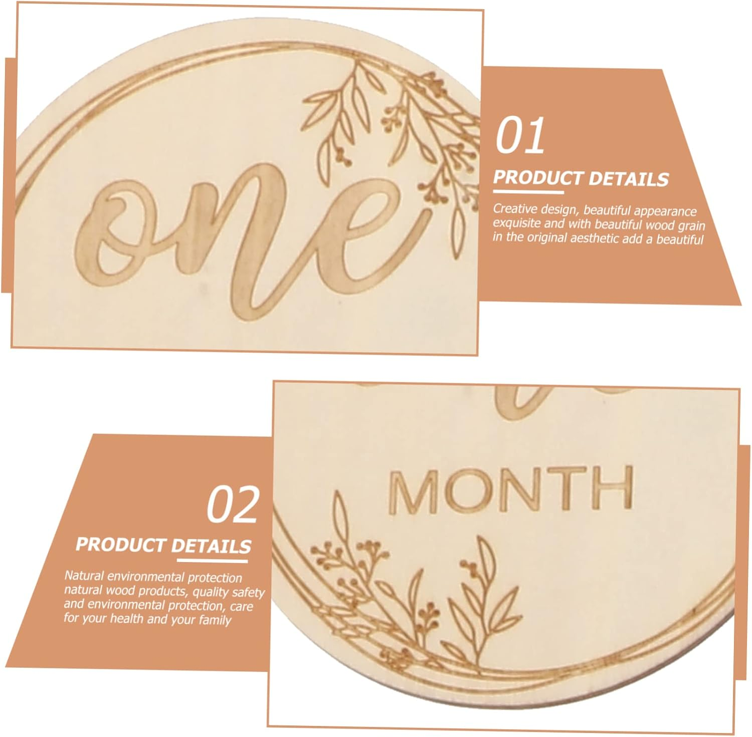 Milestone Cards Unique Wooden Birth Month Cards for Newborns Photo Props Dad Newborn image number 6