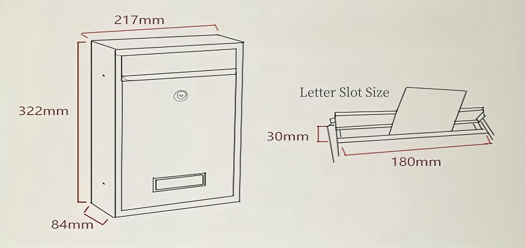 Wall Mounted Letter Mailbox with Combination Lock, Wall Mounted Locking Vertical Letters Newspapers Dropbox Mailbox Post Box Nameplate Large Capacity for Wall and Fence, Matt Black image number 5