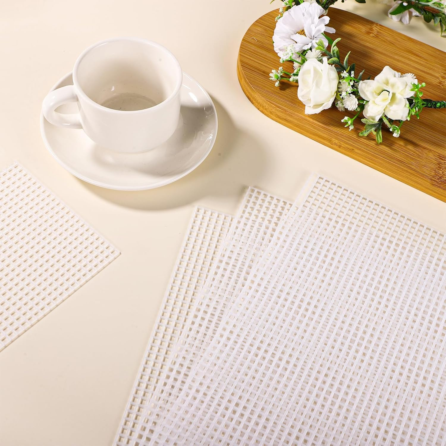 Plastic Mesh Canvas Sheets for Embroidery,4Pcs Plastic Mesh Canvas Mesh Canvas Sheets,Plastic Needlepoint Canvas White Plastic Mesh Sheets,Plastic Canvas Plastic Mesh Sheets,Plastic Mesh Canvas Sheets image number 3